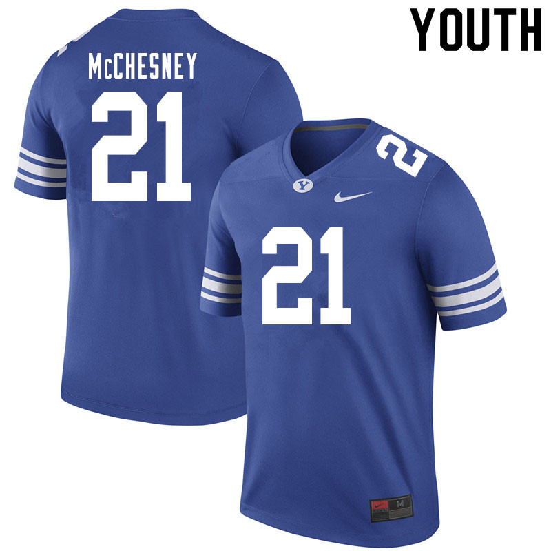 Youth #21 Jackson McChesney BYU Cougars College Football Jerseys Sale-Royal